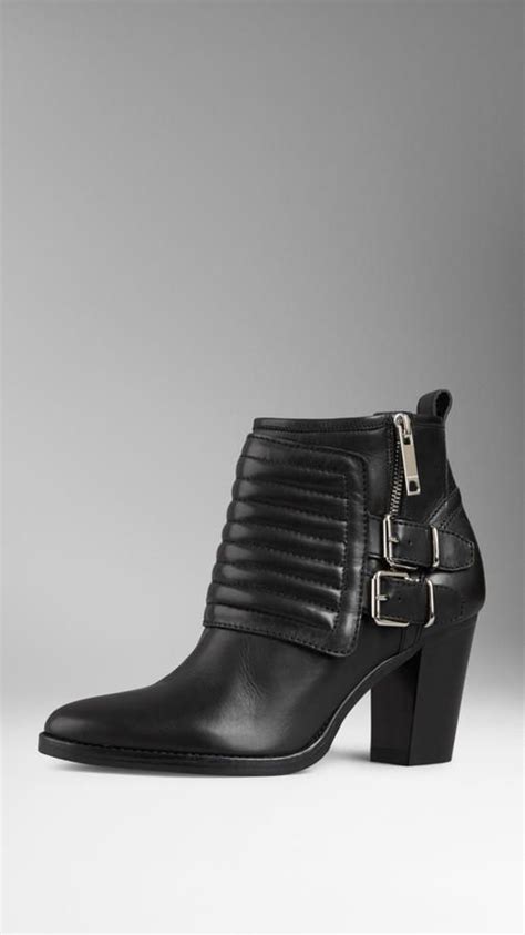 burberry polished leather biker ankle boots|Burberry leather boots.